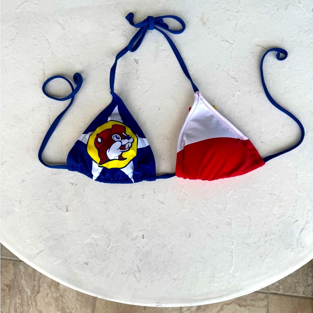 Blue and Red Women's Bikini Top